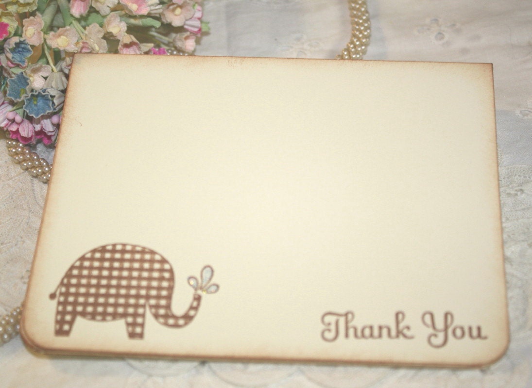 Baby Shower Thank You Cards - Baby Elephant -  Set of 12
