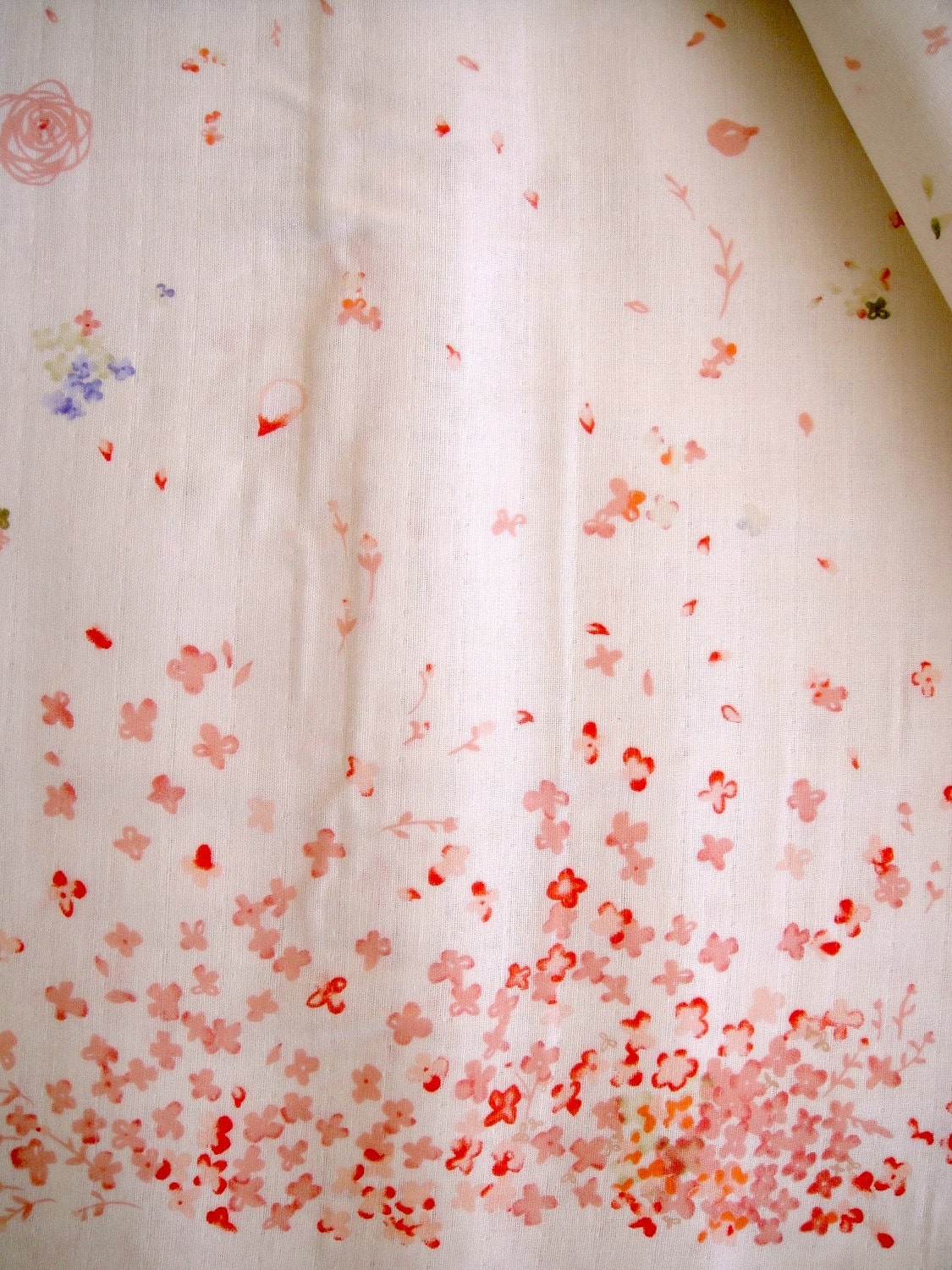 Cotton doublegauze fabric japanese nani IRO Fuwari pink orange on ivory. USD25.20/m. USD6.30/ quarter metre (25cm)