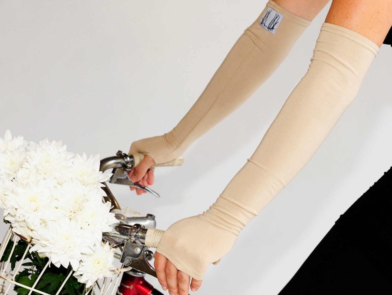 Long Nude Fingerless Gloves - Bamboo Eco Friendly