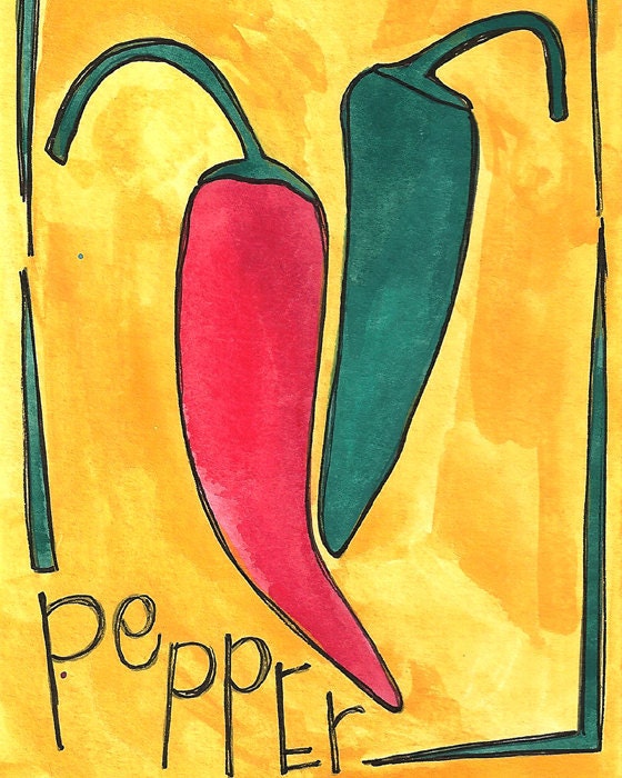 Jalepeno Peppers 8 X 10 fine art painting print