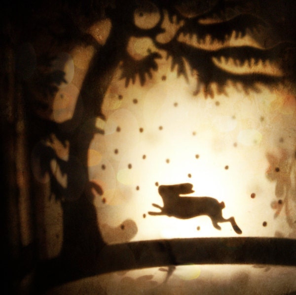 Surreal Woodland Photo "Rabbit Leaps the Moon" Collage Photo - Fairy Tale Art - Dreamy Forest - Fine Art Photography - Animal Silhouette - missquitecontrary