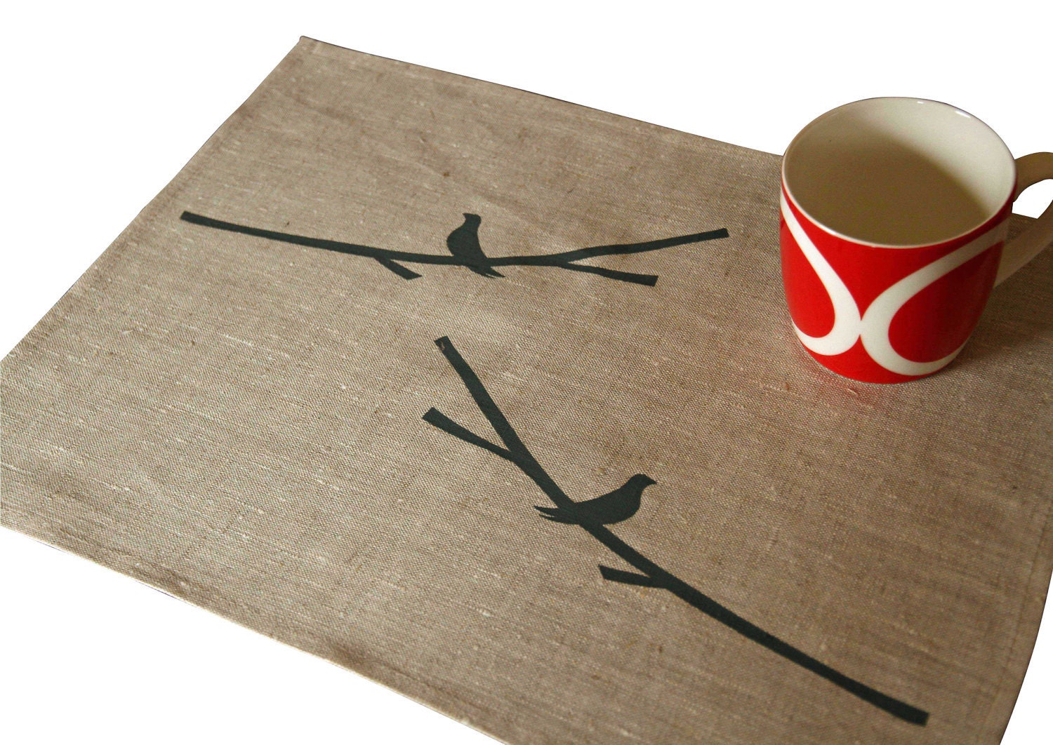 Linen Placemats - Branch birds (set of four)