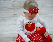 Custom Boutique Clothing Sesame Street Elmo Red Shirt Girl