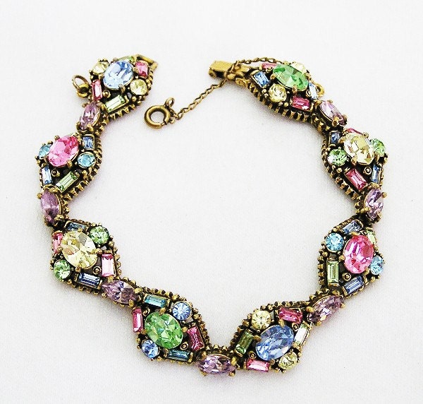 Hollycraft 1955 Pastel Baguette Bracelet
