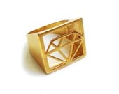 Diamond Square ring In Gold