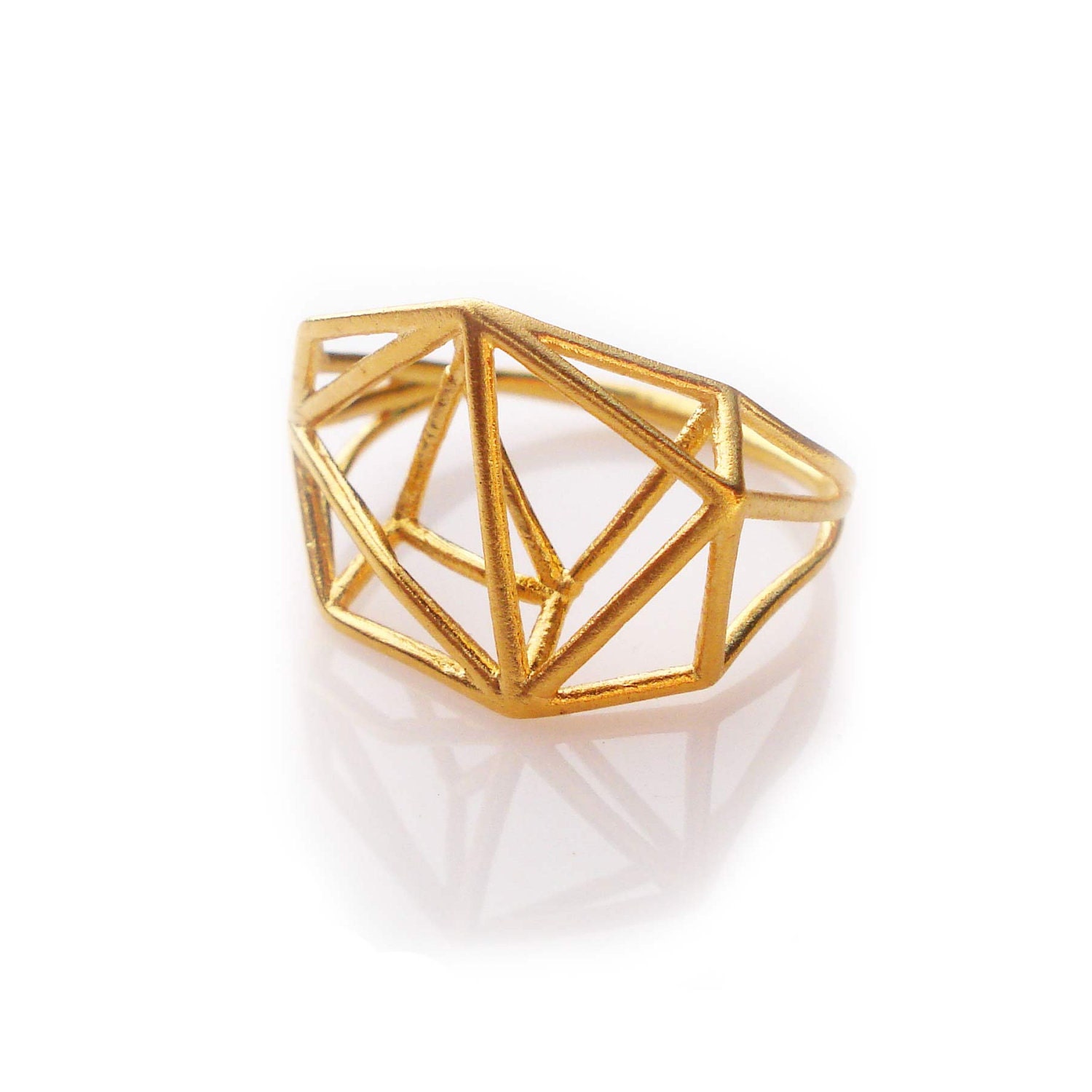 Architectural Structure Geometric Gold Ring