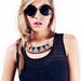 Geometric triangle bib necklace - Blue