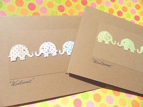 Baby Shower Cards -  Baby Shower Invitations -  Baby Shower Thanks You Cards - Kraft Paper Cards - ELSH1002