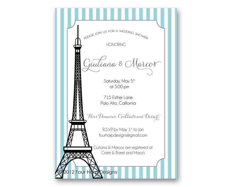 Paris Themed Shower Invitation - a printable photo card featuring the Eiffel Tower
