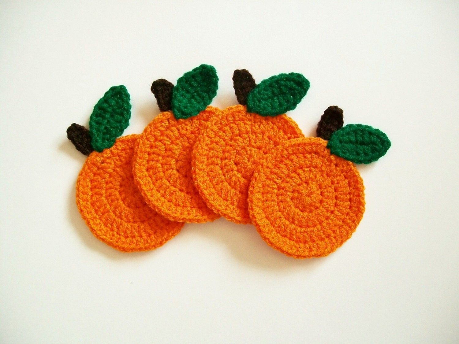 Crochet Orange Fruit Coasters Housewarming Gift Handmade Set of 4 - littledarlynns Crochet Orange Fruit Coasters Housewarming Gift Handmade Set of 4 - littledarlynns
