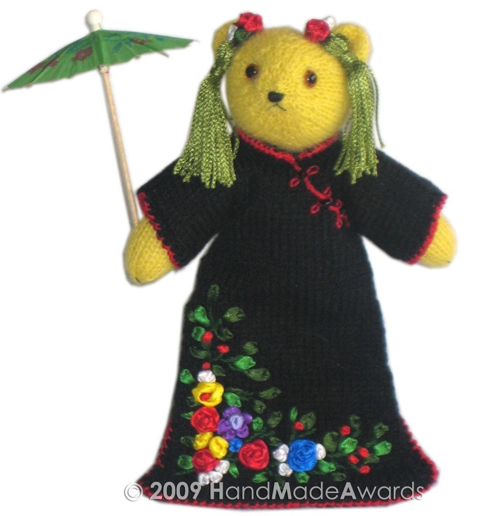 Sweet MADAME Butterfly teddy bear PDF Email Knit PATTERN