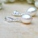 Wedding Jewelry Ivory White Freshwater Drop Pearl Earrings / Dew Drop Pearls w Crystal in Sterling Silver Post Style / Allure Pearls