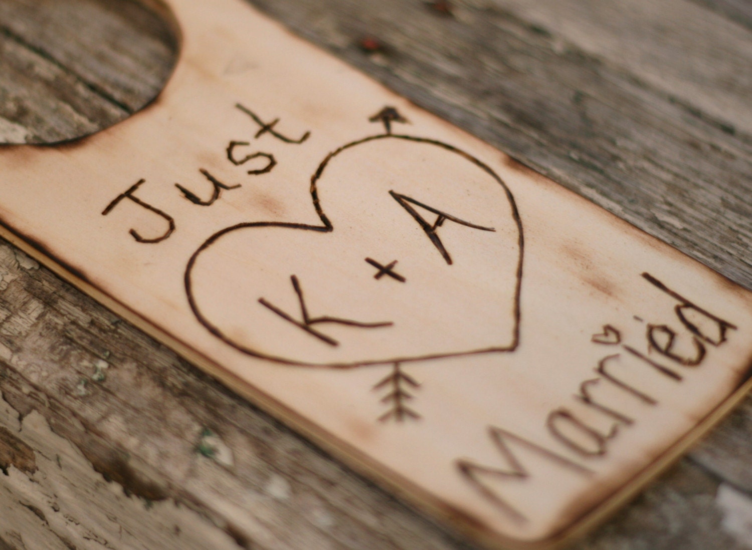 Personalized Just Married Wood Door Hanger