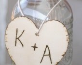Wedding Centerpiece Charms Wood Hearts With Engraved Persoanlized Initials Rustic