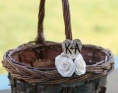 LARGE Birch Bark Rustic Woodland Program Favor Holder Basket Personalized With Your Initials
