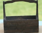 Rustic Old Barn Wood Flower Girl Basket Engraved Heart and Arrow Your Initials