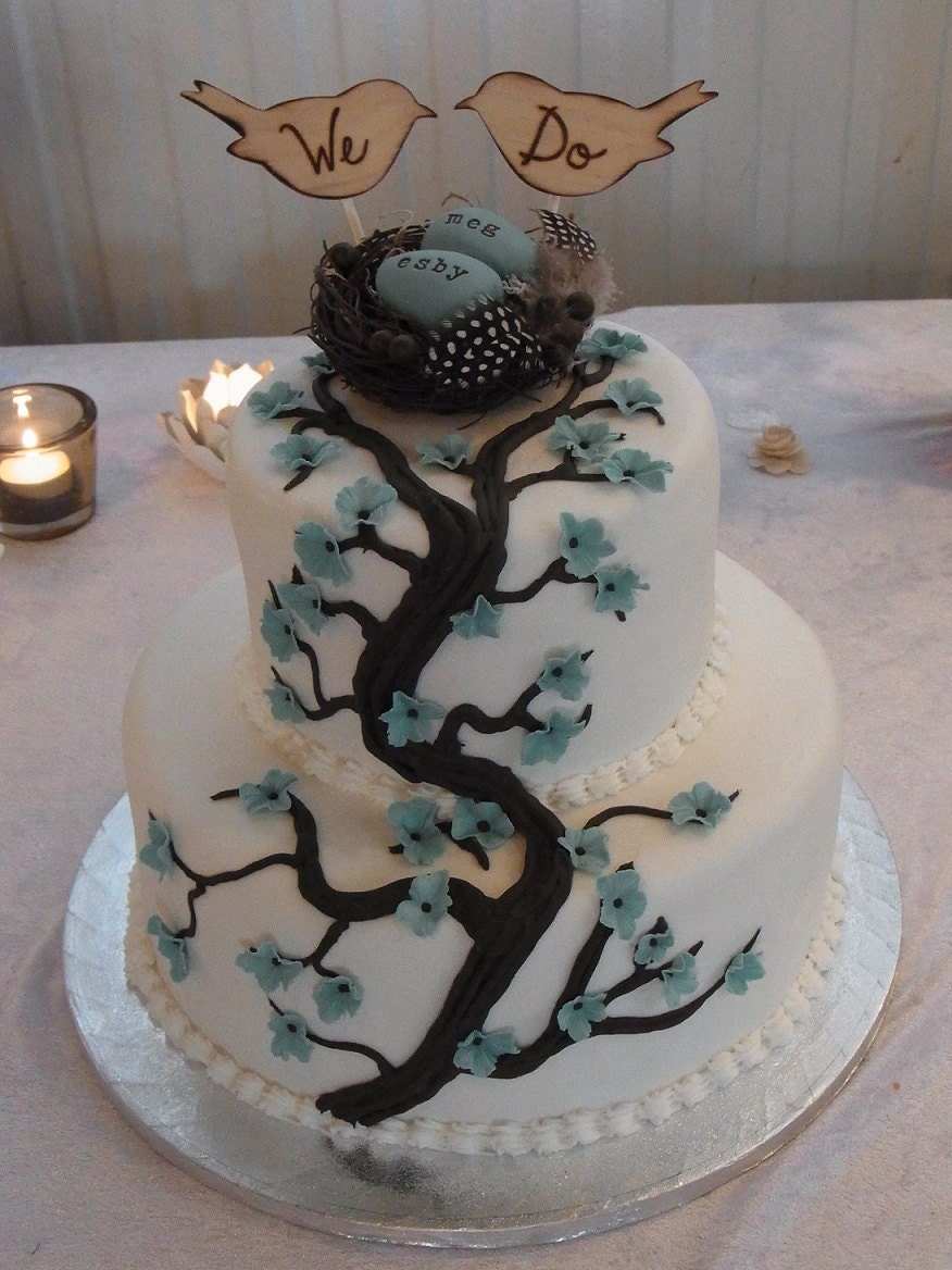 LARGE Love Birds We Do Cake Topper Rustic Wedding (item E10551)