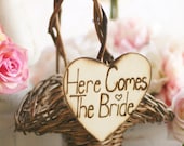 Rustic Flower Girl Basket Here Comes The Bride Sign (item B10254)