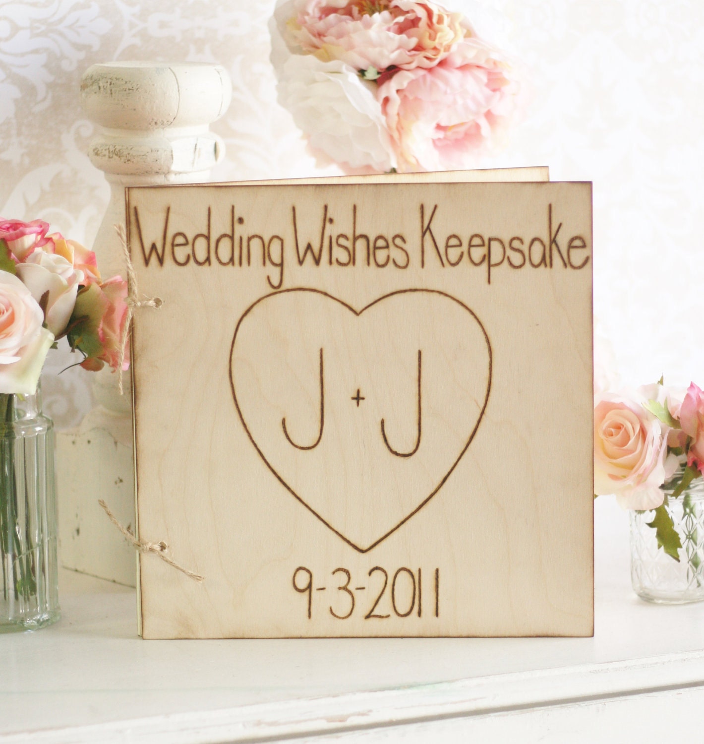 Wedding Guestbook Personalized Engraved Rustic Decor (item E10250)