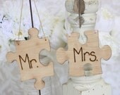 Mr and Mrs Chair Signs Puzzle Pieces Unique Wedding Decor (item E10358)
