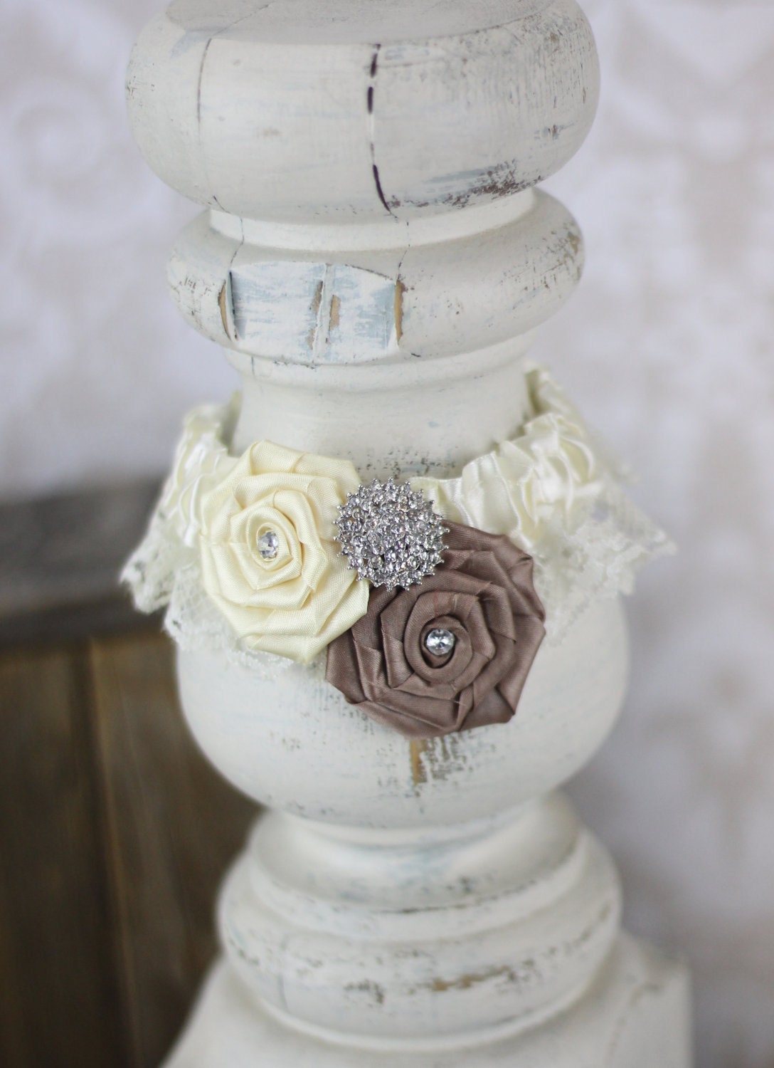 Wedding Garter Vintage Rosettes Rustic Shabby Chic Decor Lace (item M10581)