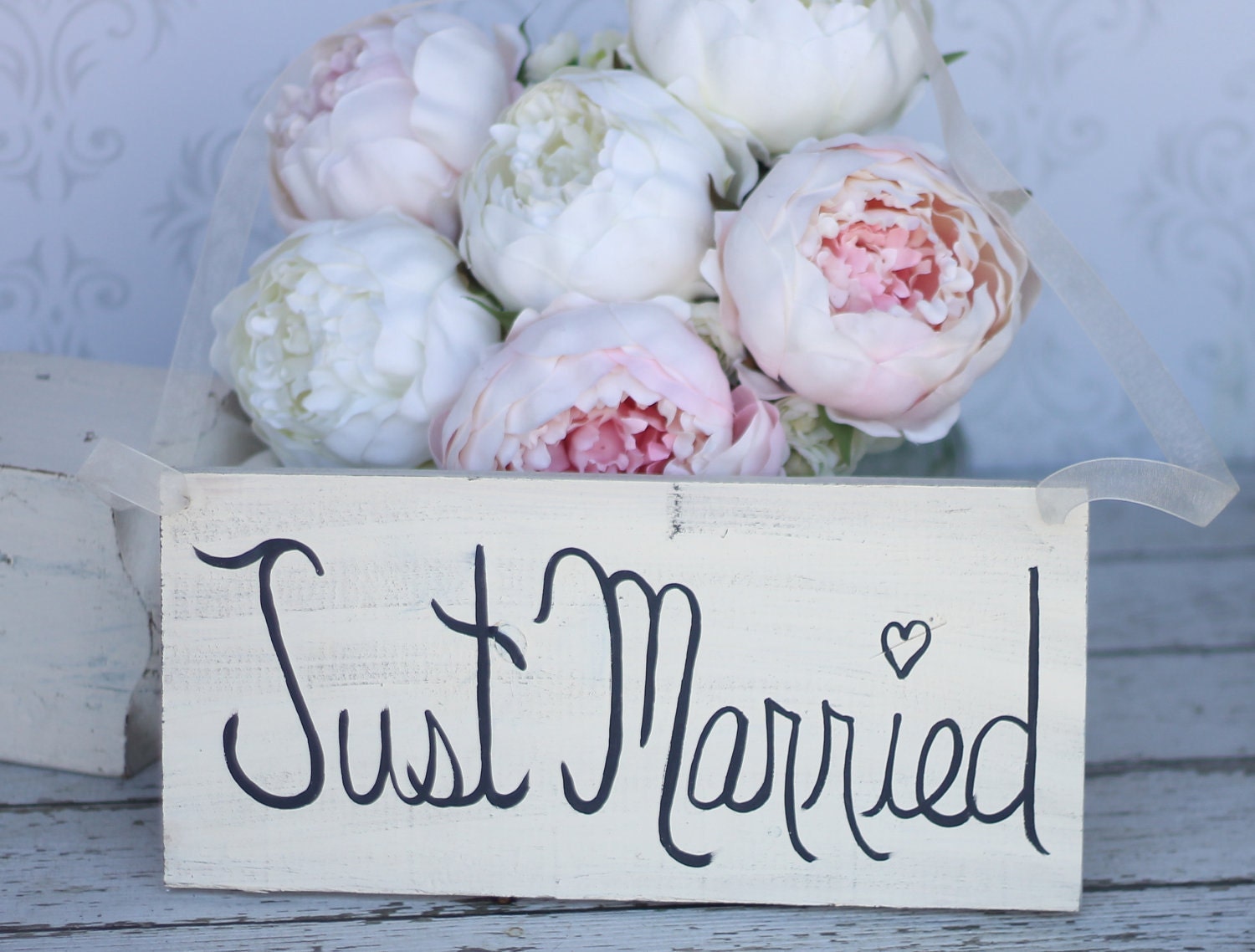 Just Married Sign Hand Painted Wedding Photo Prop (item P10364)