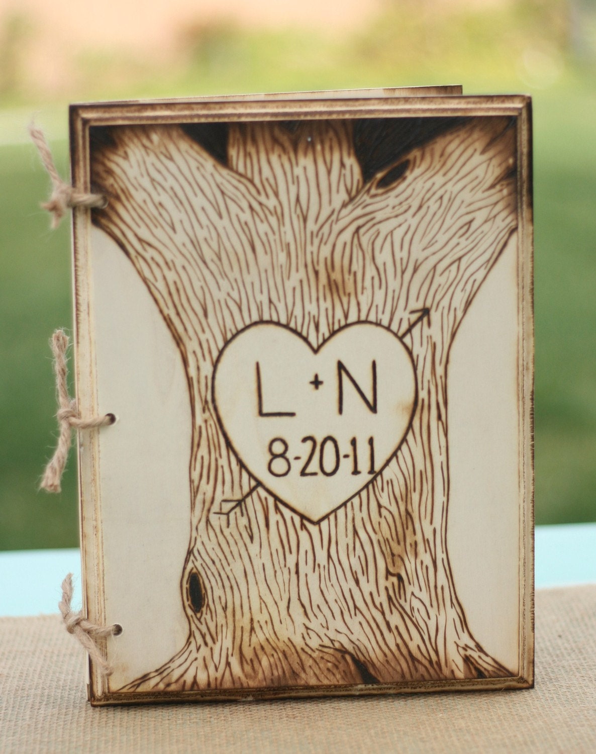 LARGE Personalized Engraved Rustic Wedding Guest Book (item E10085)