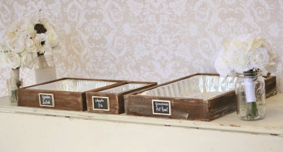 Rustic Serving Trays With Chalkboard Signs Rustic Wedding Decor (item P10493)