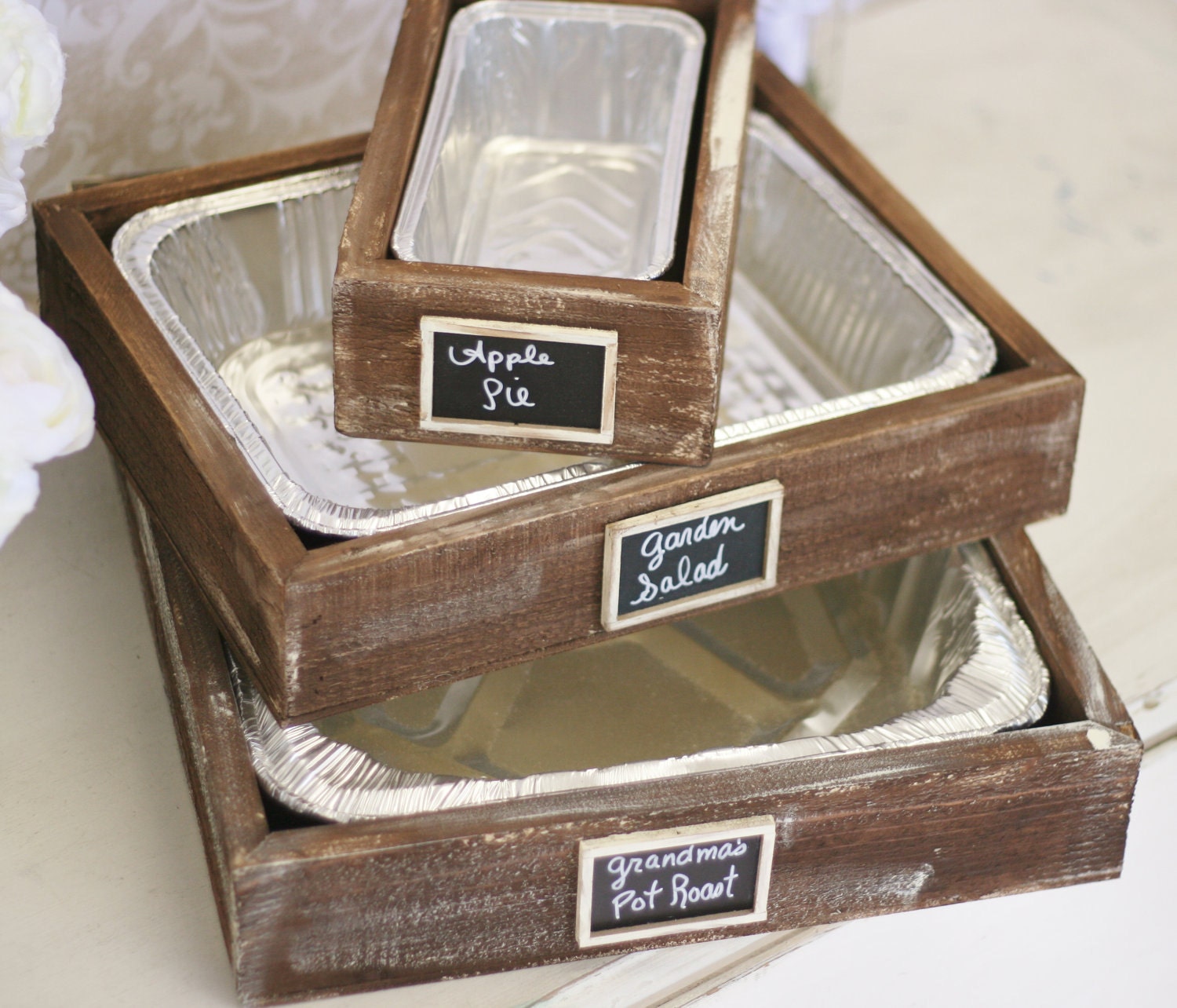 Rustic Serving Trays With Chalkboard Signs Rustic Wedding Decor (item P10493)