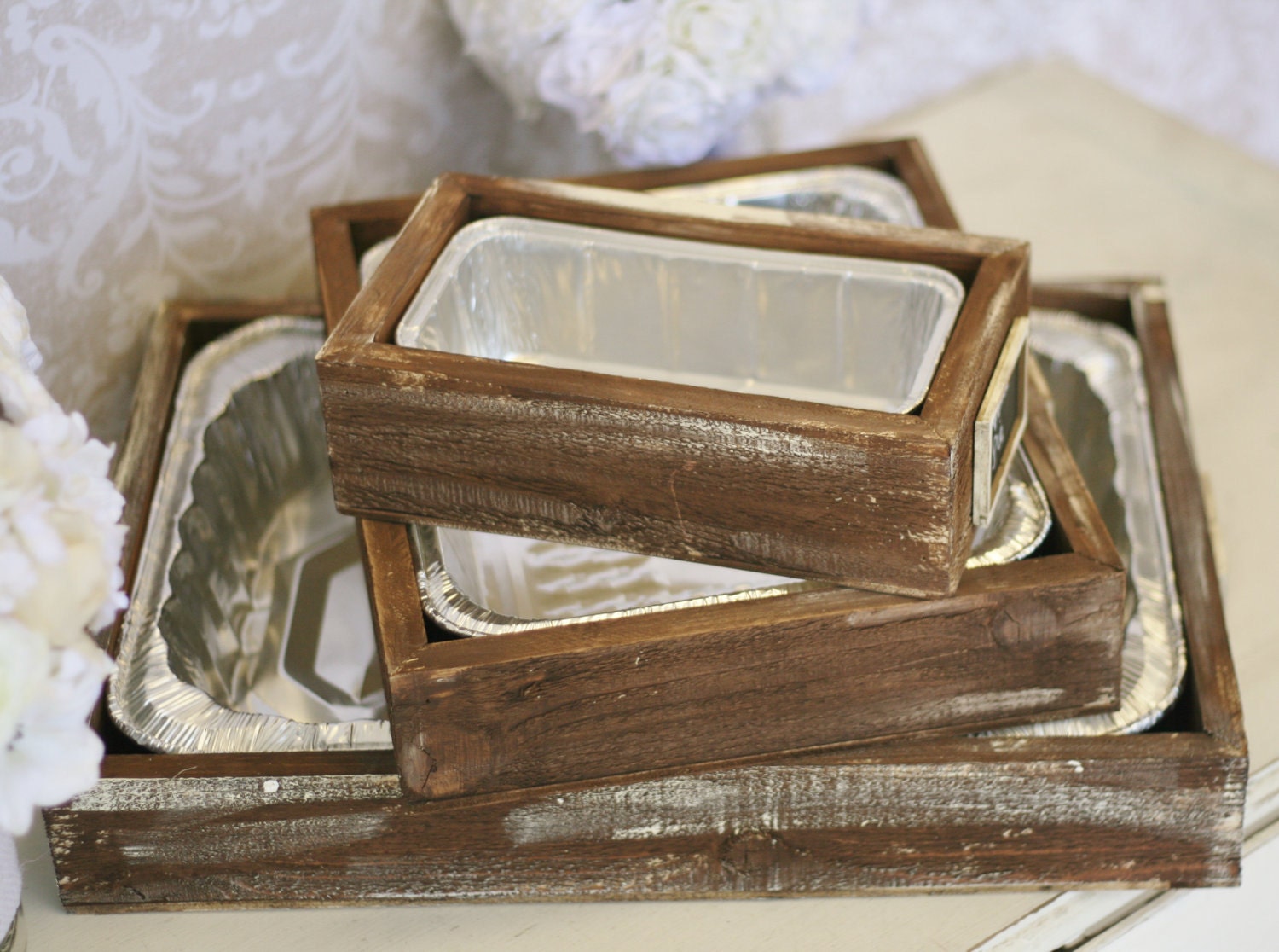 Rustic Serving Trays With Chalkboard Signs Rustic Wedding Decor (item P10493)