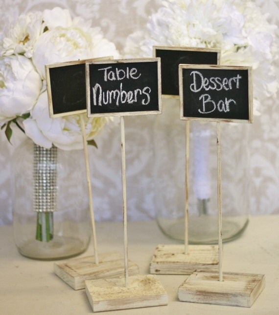 Rustic Chalkboard Signs Shabby Chic Wedding Decor SET of 4