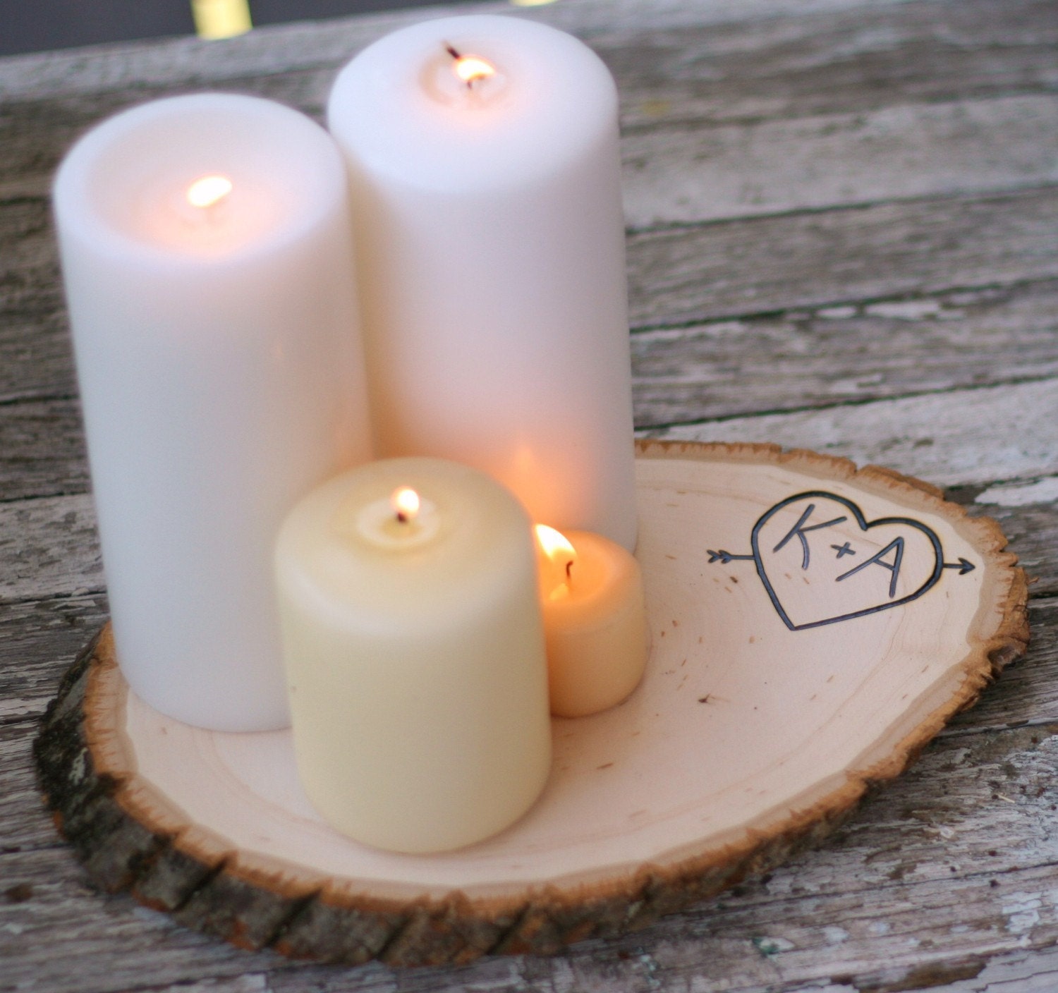 Personalized Wood Tree Slice Wedding Centerpiece (item E10298)