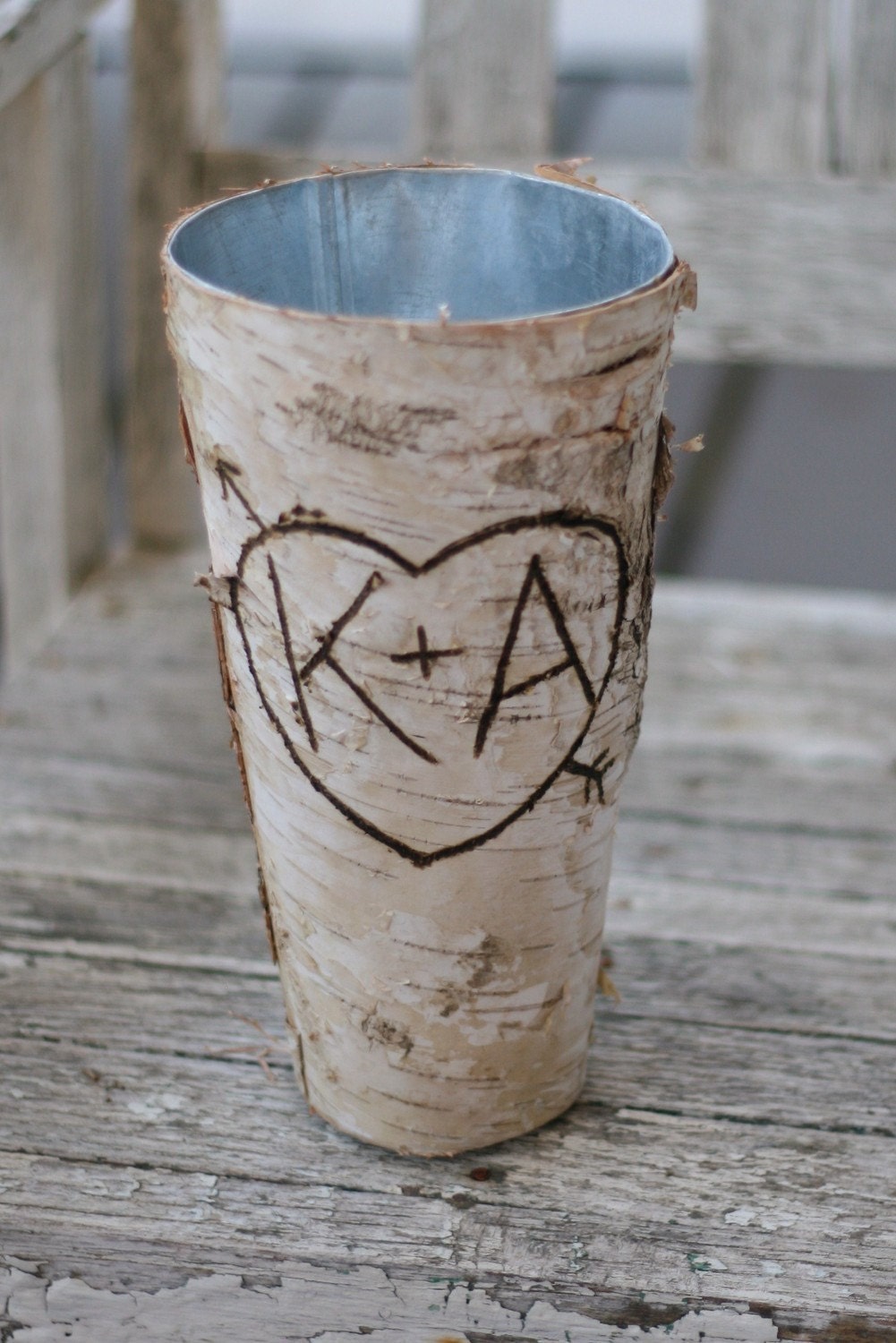 Birch Vase Centerpiece Bride Bouquet Flower Arrangement Holders Personalized