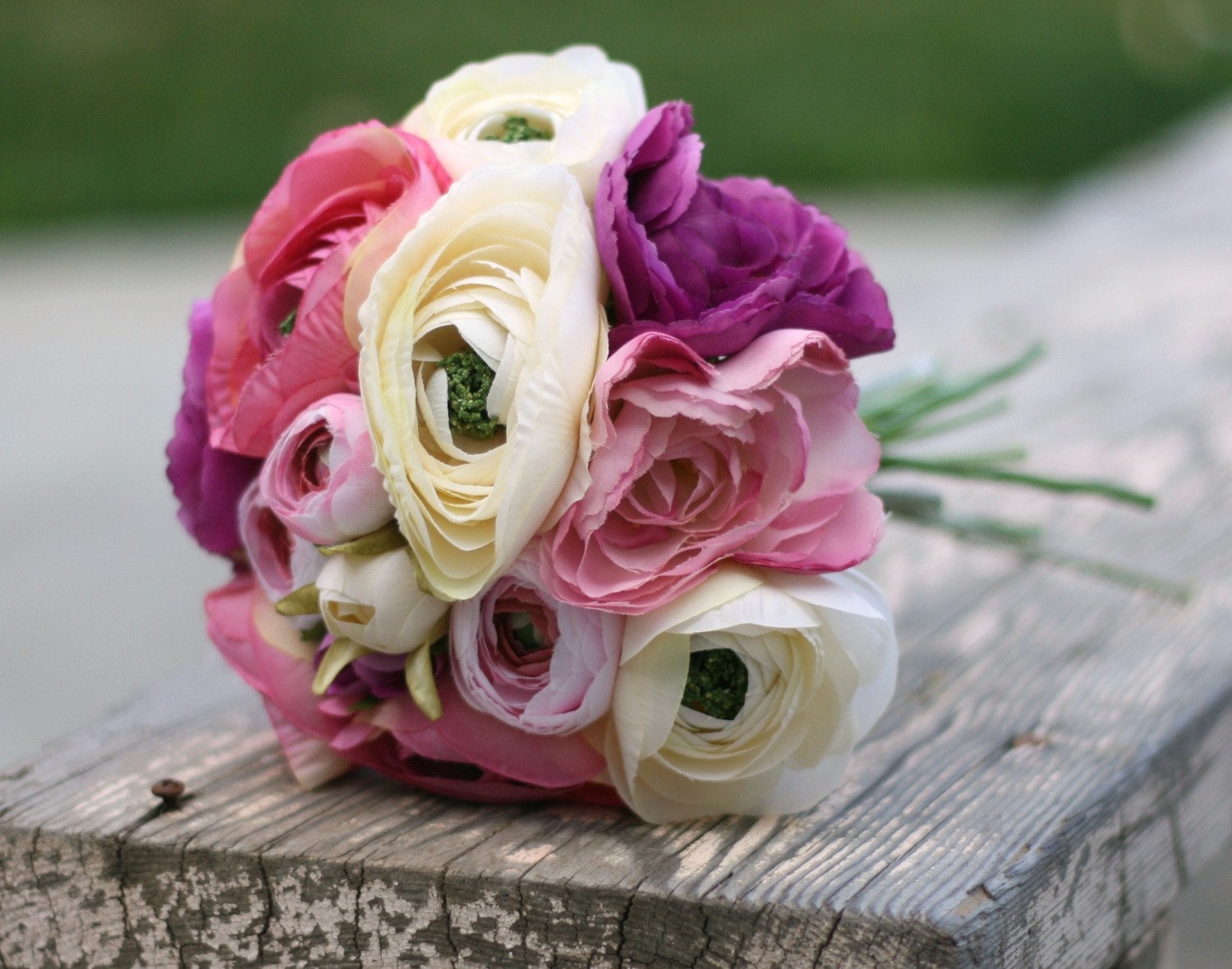 Bride Bouquet Cream Ivory Pink Peony Peonies Ranunculus Stems Wrapped In Grapevines