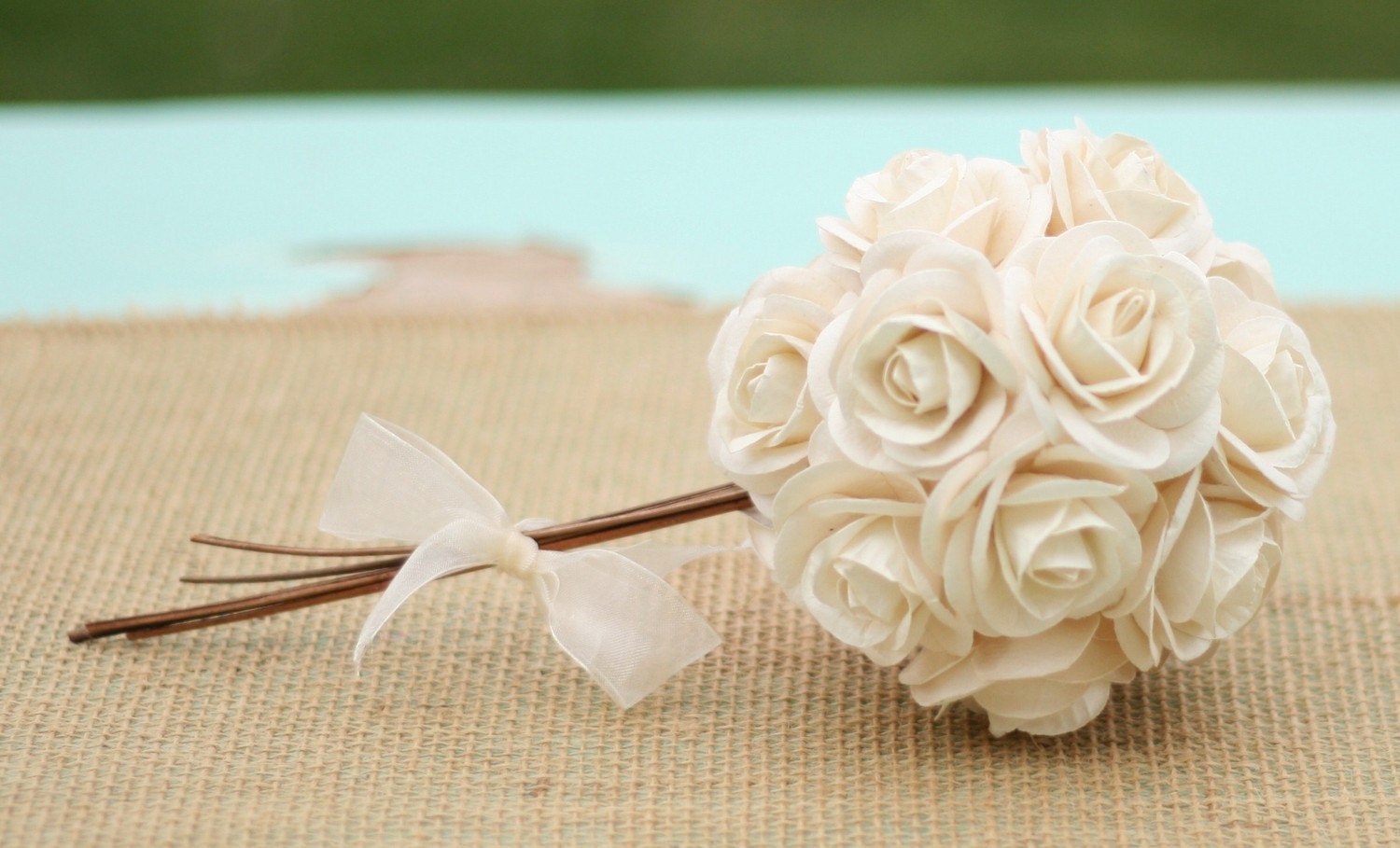 Woodland Romantic Vintage Inspired Ornate Paper Creamy White Ivory Roses Bride Bouquet