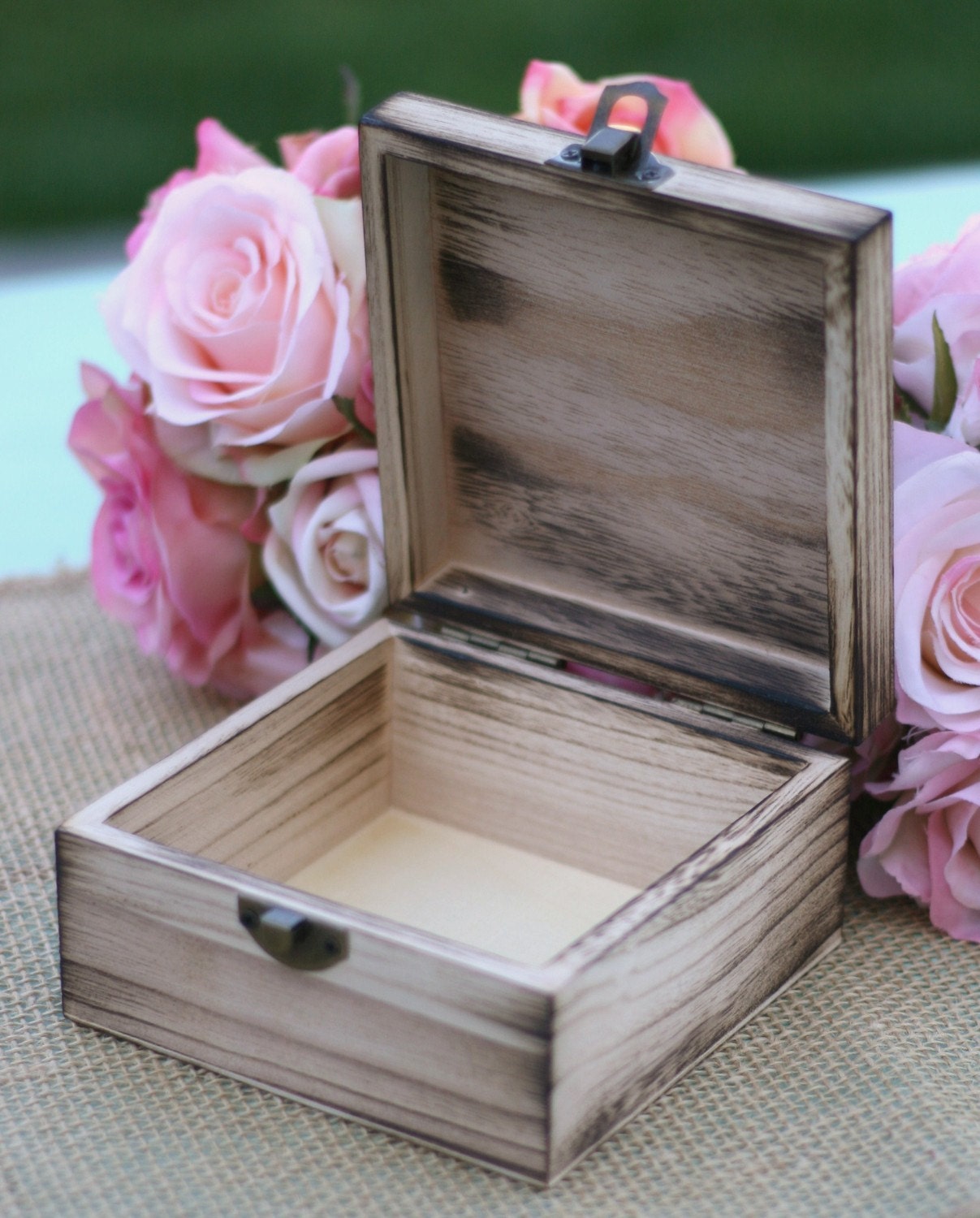 I Do Hand Engraved Wood Ring Bearer Pillow Jewelry Box (item E10403)