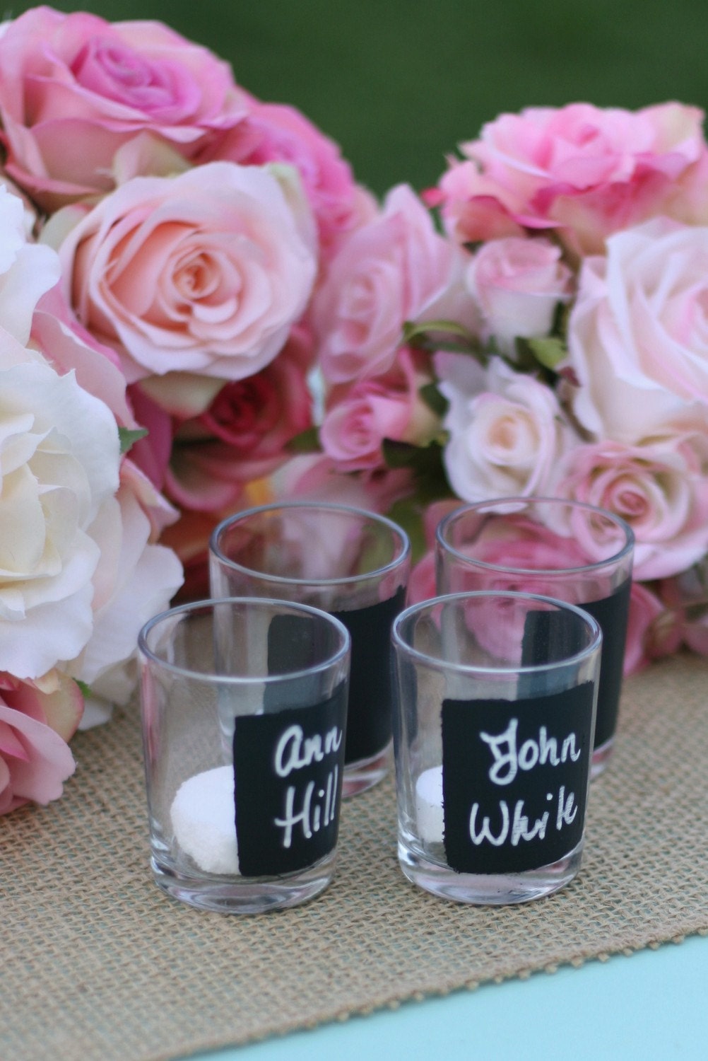SET of 50 Wedding Place Name Escort Cards Votive Candles