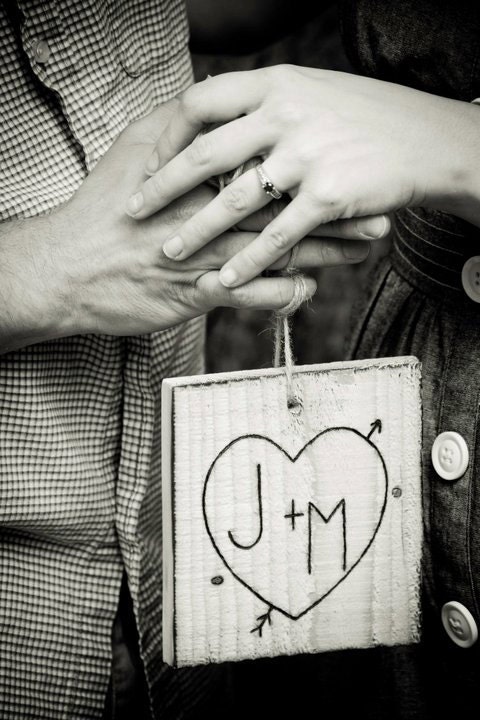 Rustic Old Barn Wood Heart And Arrow Personalized Wedding Sign (item E10193)