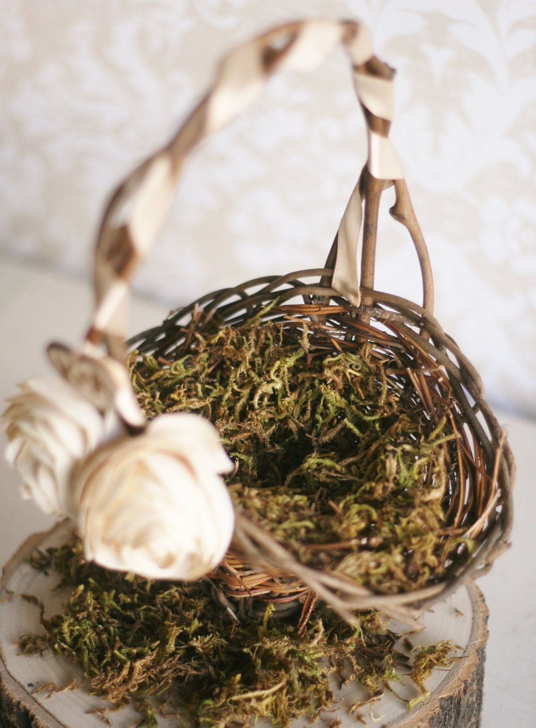 Personalized Rustic Chic Wedding Decor Flower Girl Basket (item B10577)