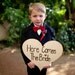 Here Comes The Bride Sign Rustic Engraved Wood Heart Vintage Shabby Chic Inspired FEATURED on StyleMePretty