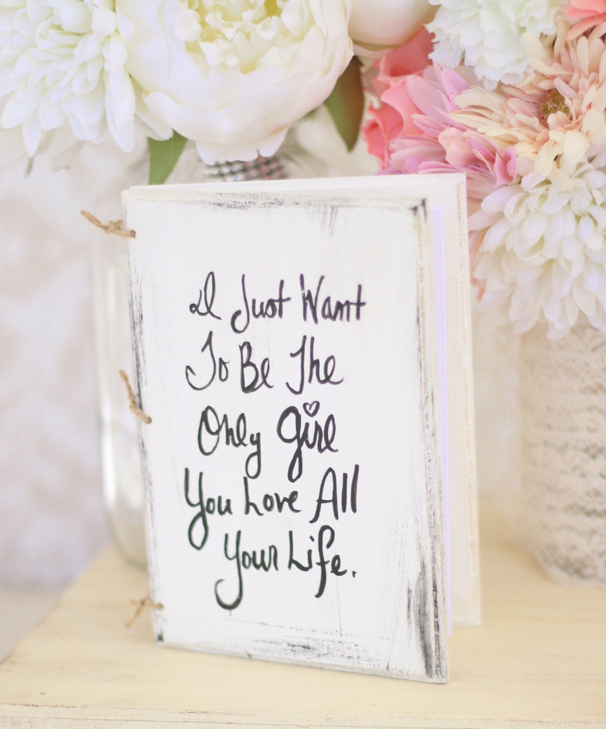 Bridal Shower Guest Book Shabby Chic Wedding Decor Band Perry All Your Life Lyrics