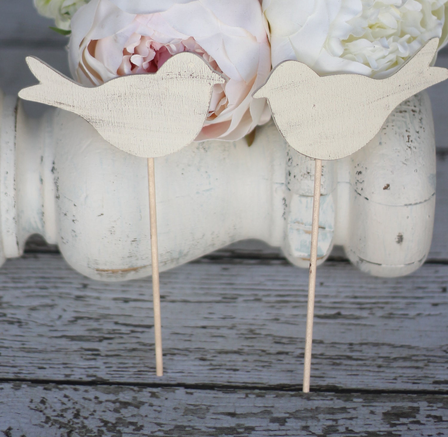 Wedding Cake Topper Love Birds Shabby Chic Wedding Decor (item P10385)
