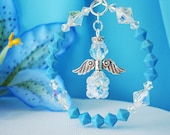 Crystal Angel Car Charm Swarovski Turquoise Blue Crystal Suncatcher Car Accessories