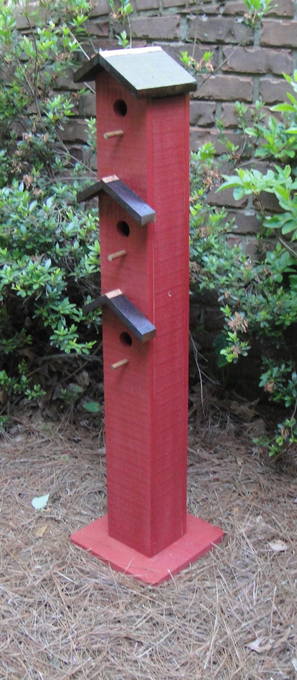 47 Inch Three Tier Bluebird House Tower with Copper Roof Accents