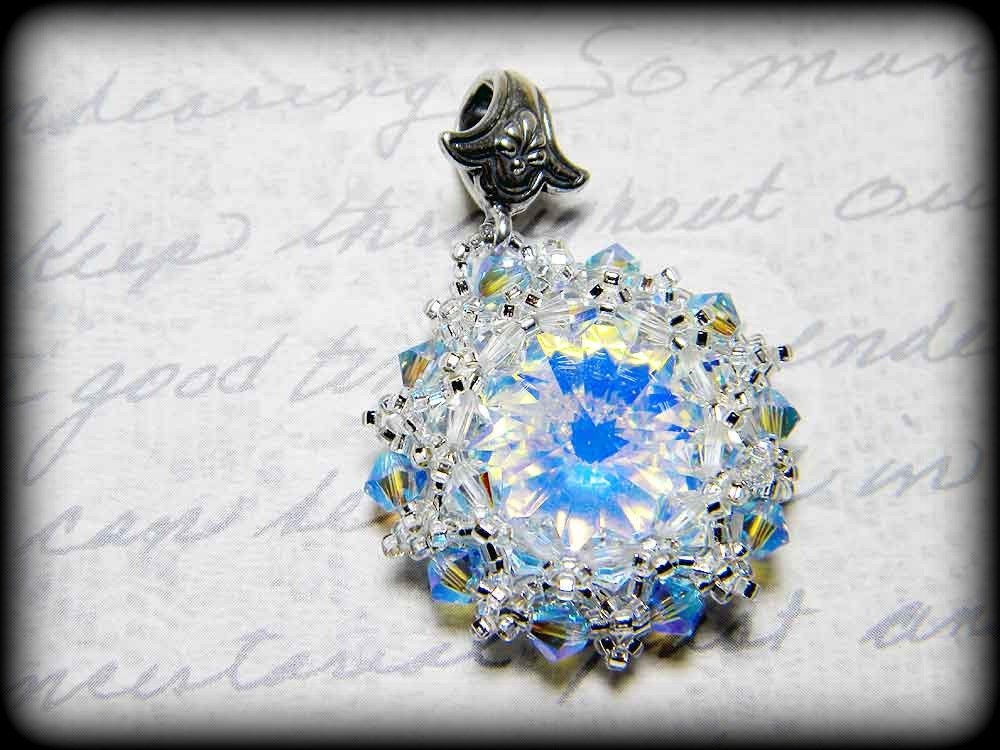 DISCONTINUED 50% OFF Discworld Inspired Swarovski Crystal Pendant Beadweaving Rivoli - "The Wintersmith's Offering"
