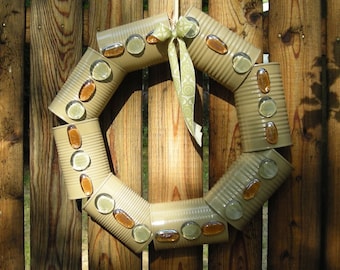 Recycled Cantastic Taupe Wreath - Eco-friendly Door Wreath
