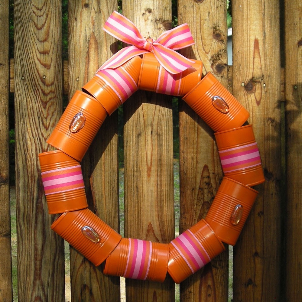 Recycled Orange Cantastic Wreath - Eco-friendly Metal Wreath