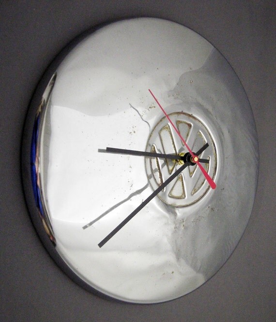 VW Beetle Wall Clock Volkswagen Bug Hubcap Clock by StarlingInk