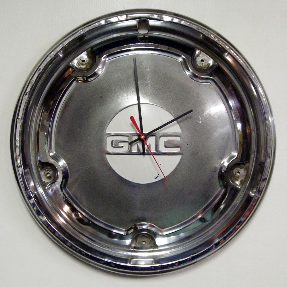 GMC Hubcap Clock 1967 1968 Pickup Truck Wall by StarlingInk