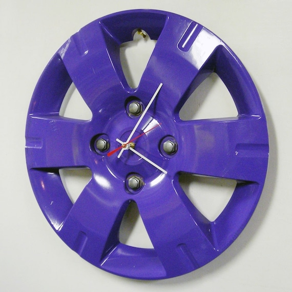 Purple Hubcap Clock Car Wall Clock Kid's Room by StarlingInk
